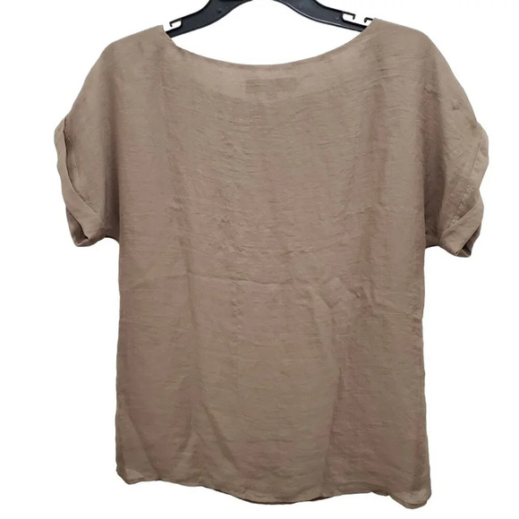 Ann Taylor LOFT Women's Dark‎ Khaki Boxy Sequin Short Sleeve Blouse Top Size S - Picture 7 of 7